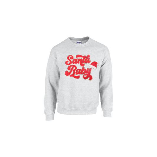 Santa Baby Crewneck Red Chenille Patch