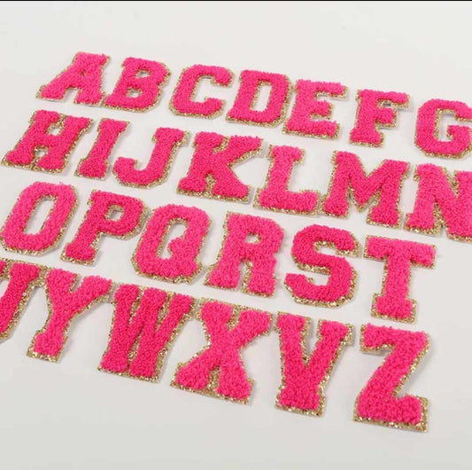 Hot Pink Chenille Letter Patch
