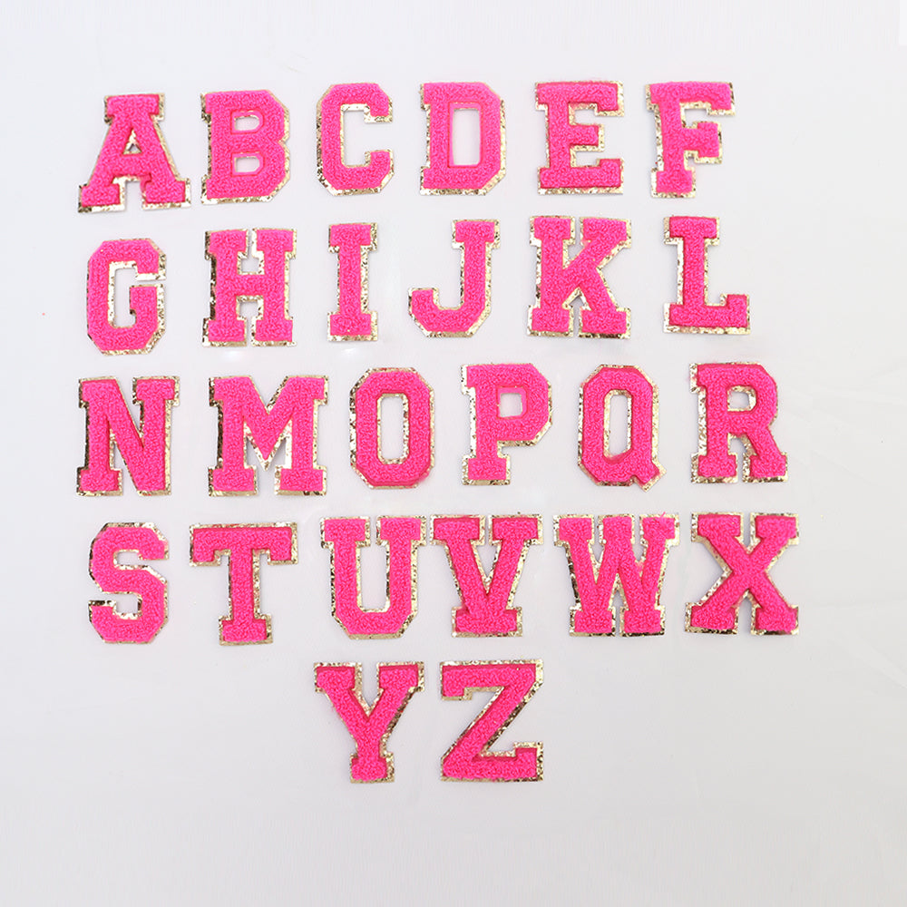 5.5cm Hot Pink Chenille Letter Patches