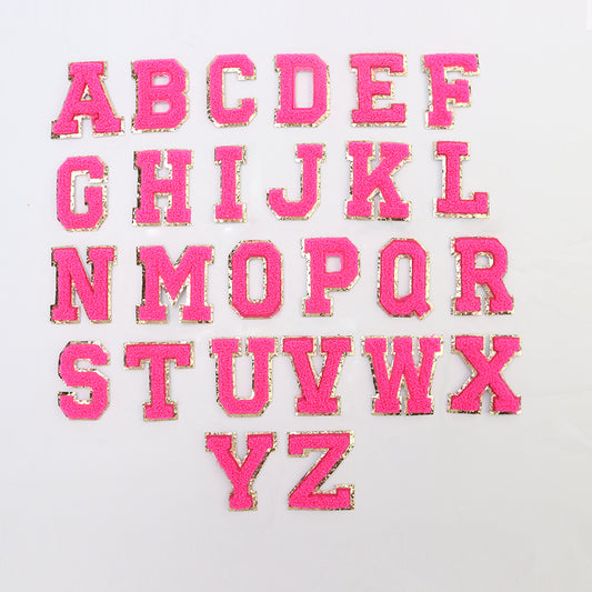 5.5cm Hot Pink Chenille Letter Patches