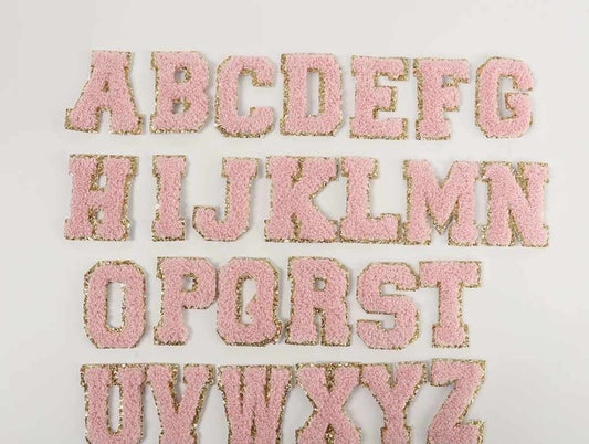Baby Pink Chenille Letter Patches