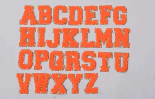 Orange Chenille Letter Patches