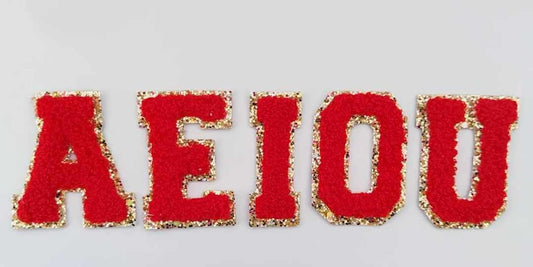 Red Chenille Letter Patches